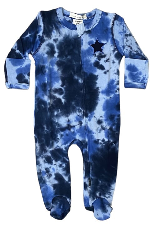 Little Mish Navy Tie Dye  Star Footie