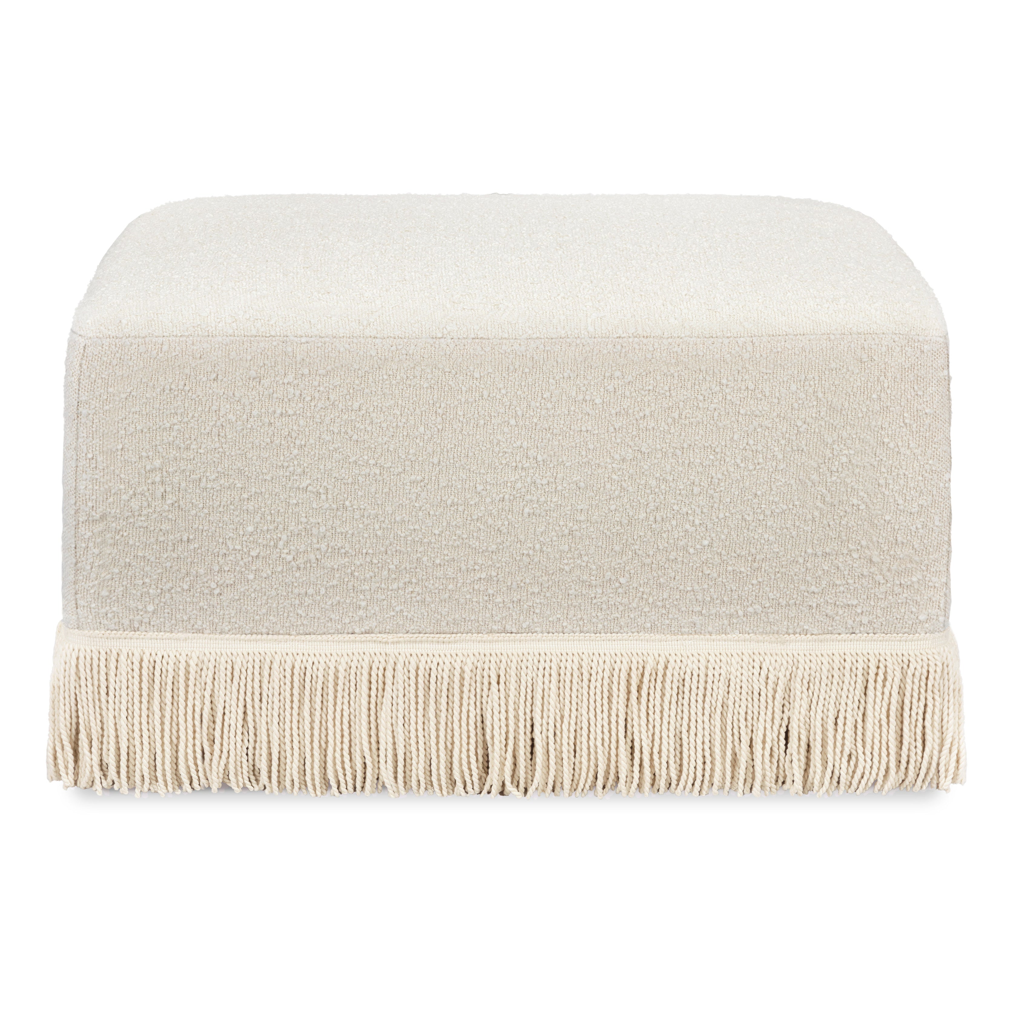 Namesake Crawford Gliding Ottoman | Boucle with Tassel Fringe