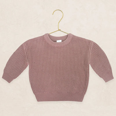 Knit Chunky Sweater & Wide Leg Pant - Mauve