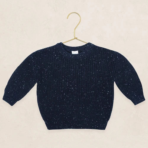 Knit Chunky Sweater & Jogger Pant - Navy Speckle