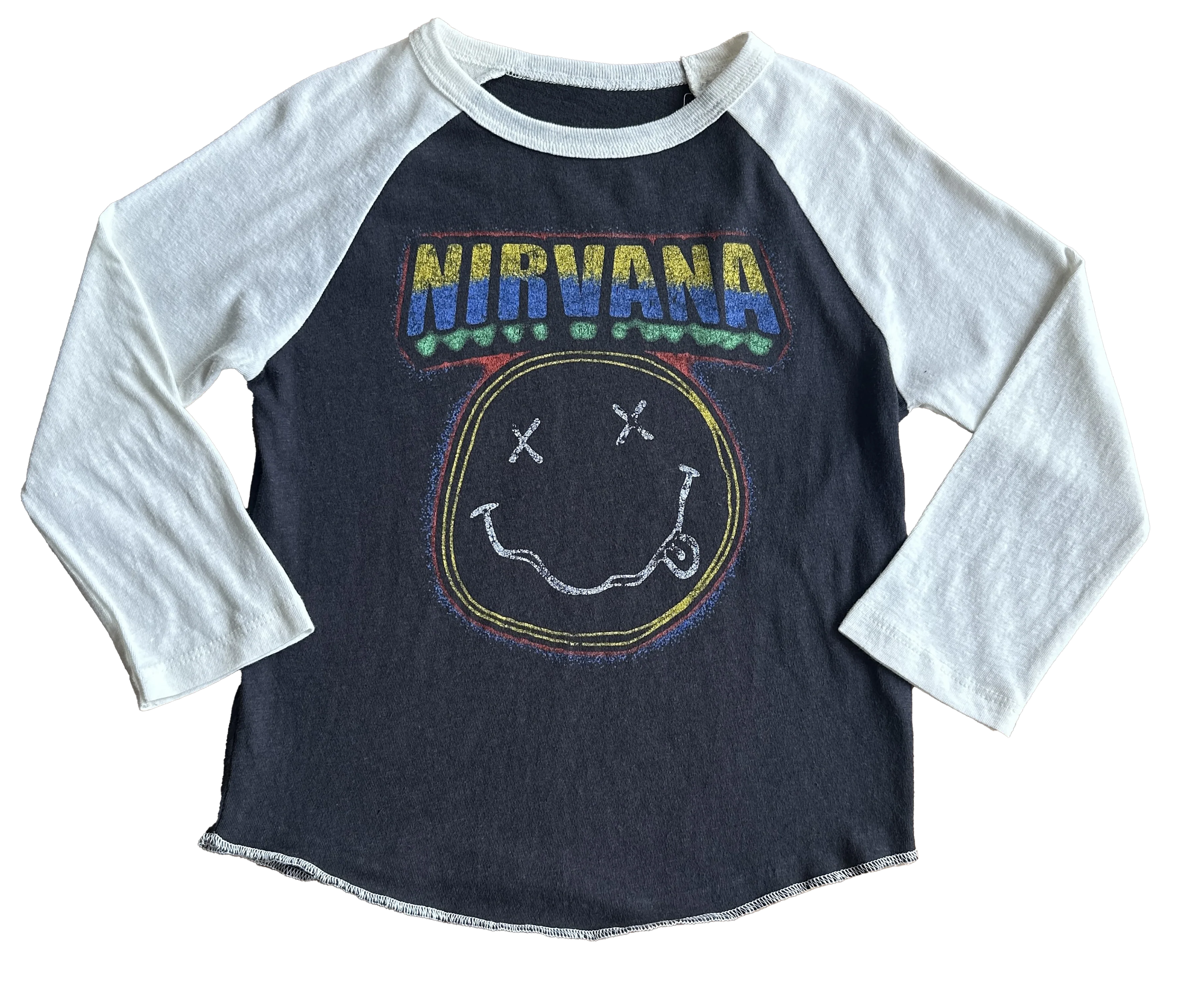 Nirvana Retro Smiley Recycled Raglan - Twinkle Twinkle Little One