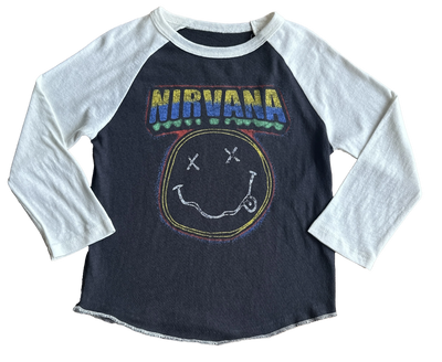 Nirvana Retro Smiley Recycled Raglan - Twinkle Twinkle Little One