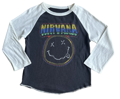 Nirvana Retro Smiley Recycled Raglan - Twinkle Twinkle Little One