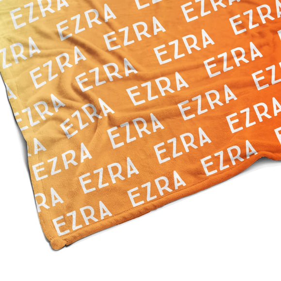 Sugar + Maple Plush Minky Fleece Personalized Blanket | Orange Creamsicle Ombre - Twinkle Twinkle Little One