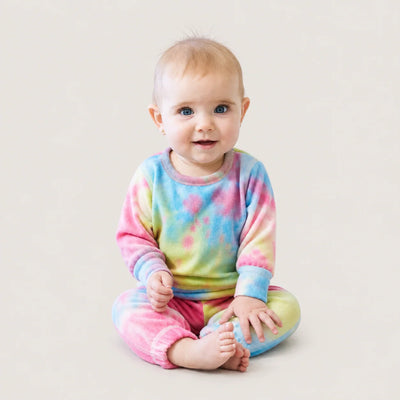 Brushed Hacci Tie Dye Pullover + Pant Set - Multi Pink/Blue/Lime Tie Dye