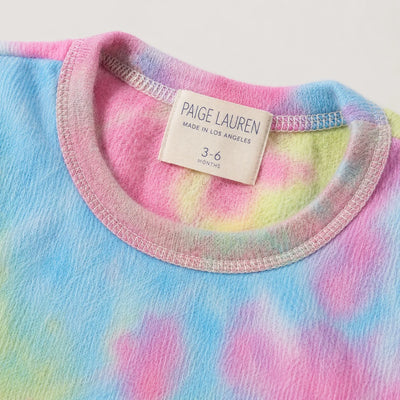 Brushed Hacci Tie Dye Pullover + Pant Set - Multi Pink/Blue/Lime Tie Dye