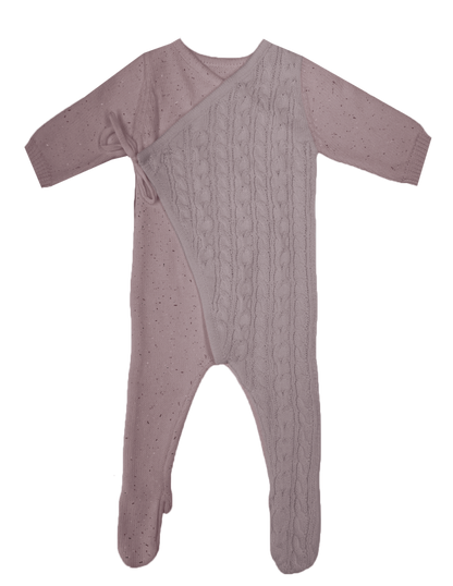 Girl's Cable Wrap Footie & Hat Set - Pale Pink - Twinkle Twinkle Little One