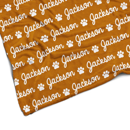 Sugar + Maple Plush Minky Fleece Personalized Blanket | Paw Icon Repeating Name - Twinkle Twinkle Little One