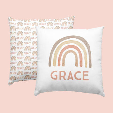 Sugar + Maple Custom Pillow | Centered Rainbow - Twinkle Twinkle Little One