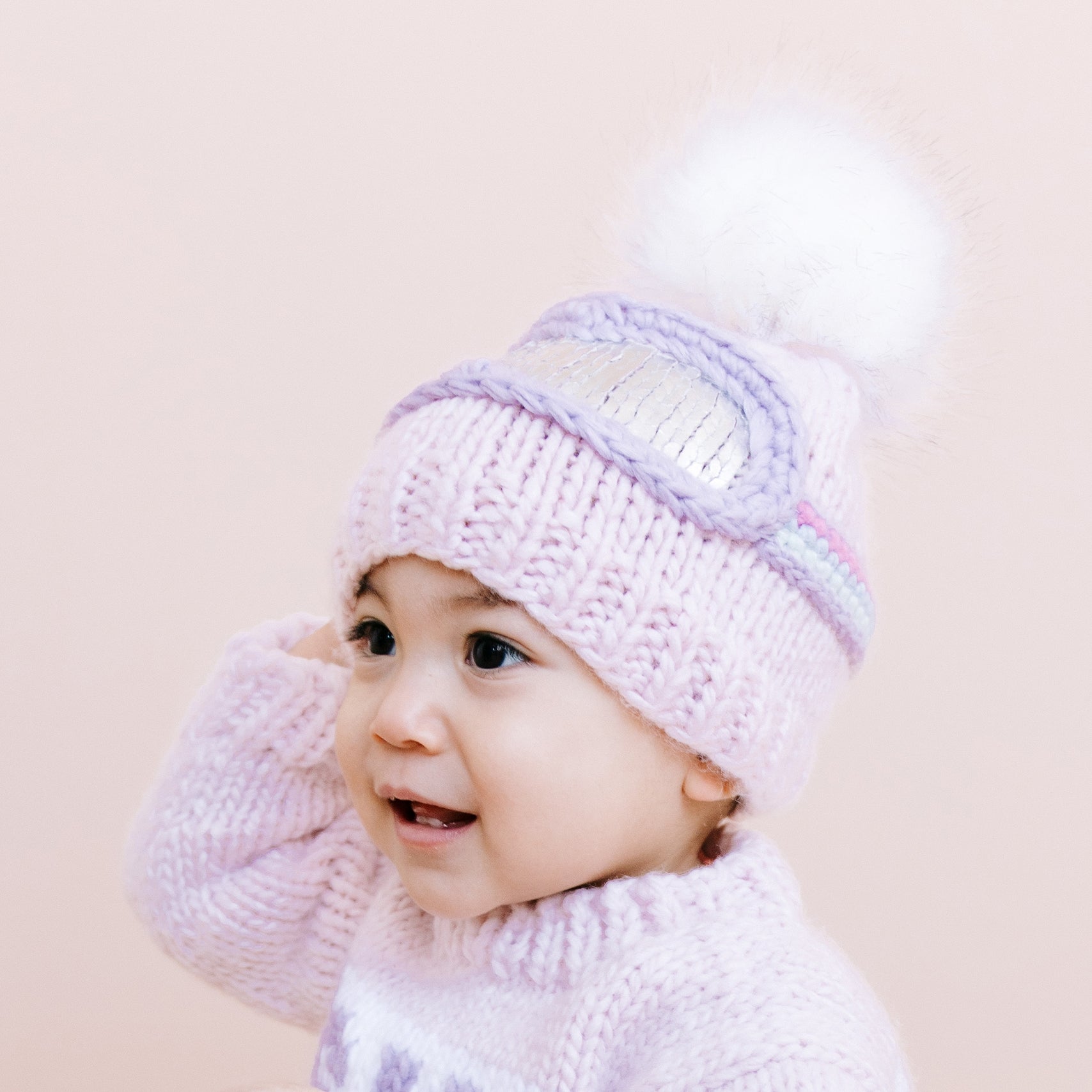 Ski Goggles Knit Hat - Pink