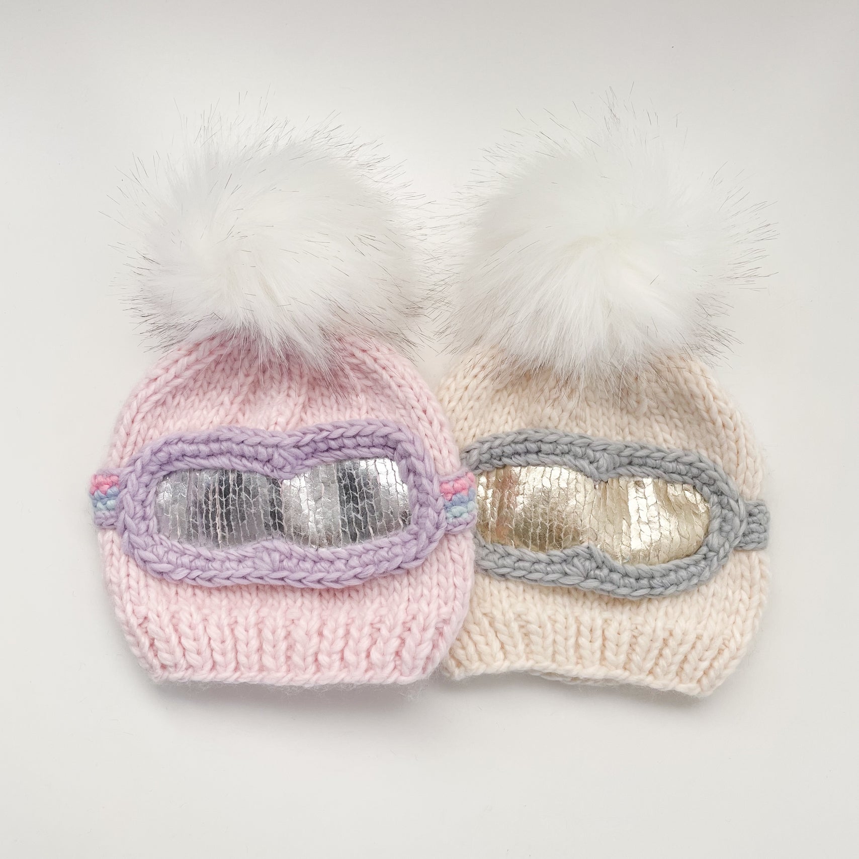 Ski Goggles Knit Hat - Pink