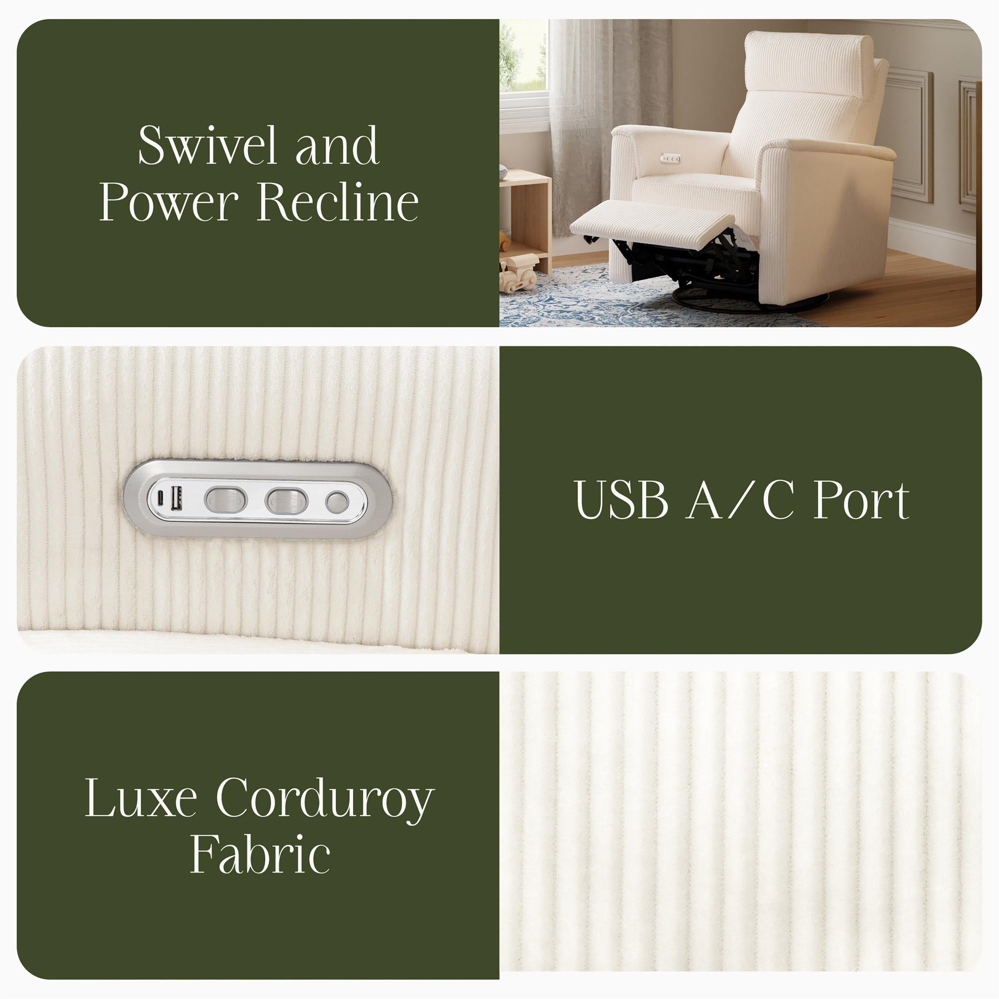 Namesake Willa Plus Power Glider Recliner + Power Headrest
