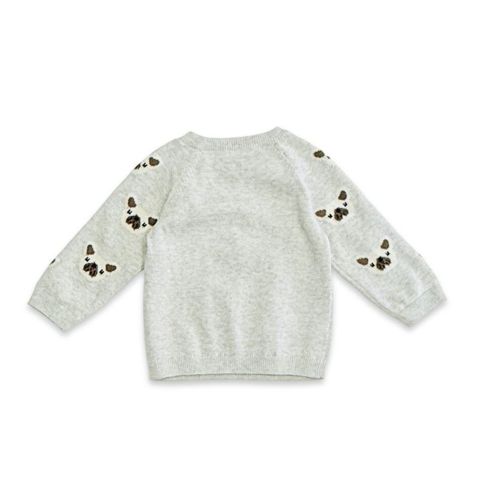 Frenchie Puppy Jacquard Knit Baby Raglan Pullover Sweater & Pant Set - Twinkle Twinkle Little One