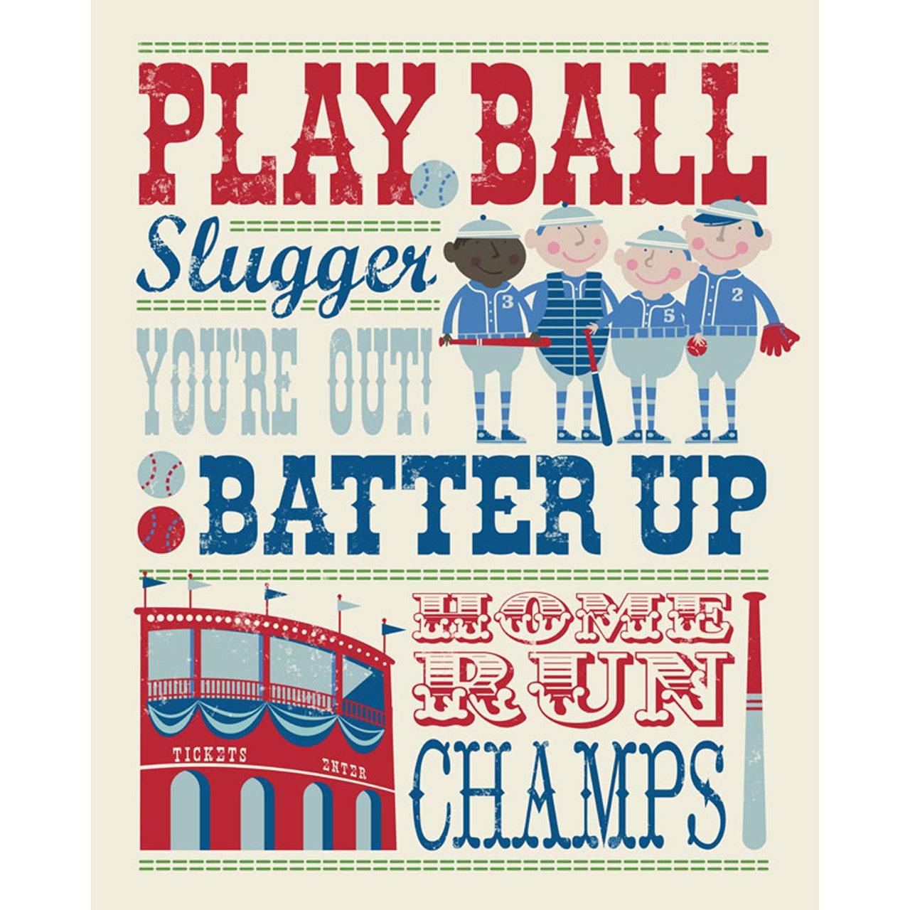 Play All Day - Baseball Stretched Canvas Wall Art - Twinkle Twinkle Little One