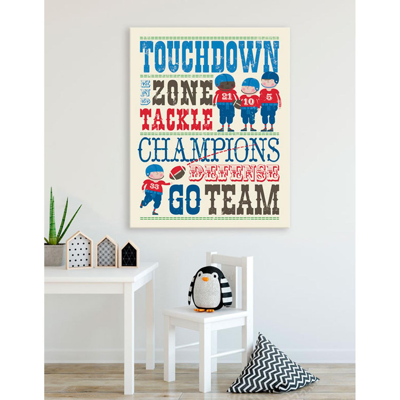 Play All Day - Football Stretched Canvas Wall Art - Twinkle Twinkle Little One