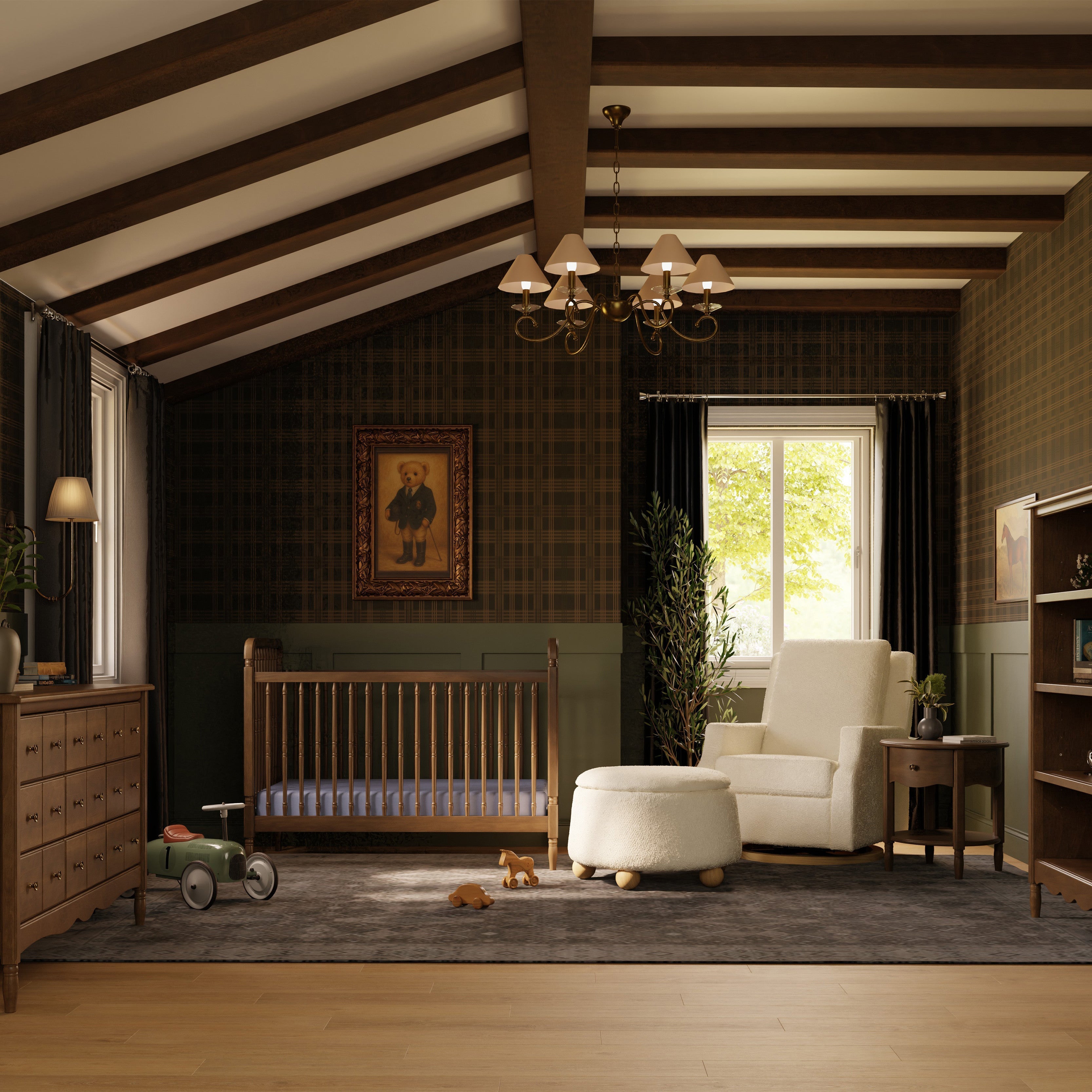 Namesake Liberty 3-in-1 Convertible Spindle Crib with Toddler Bed Conversion Kit