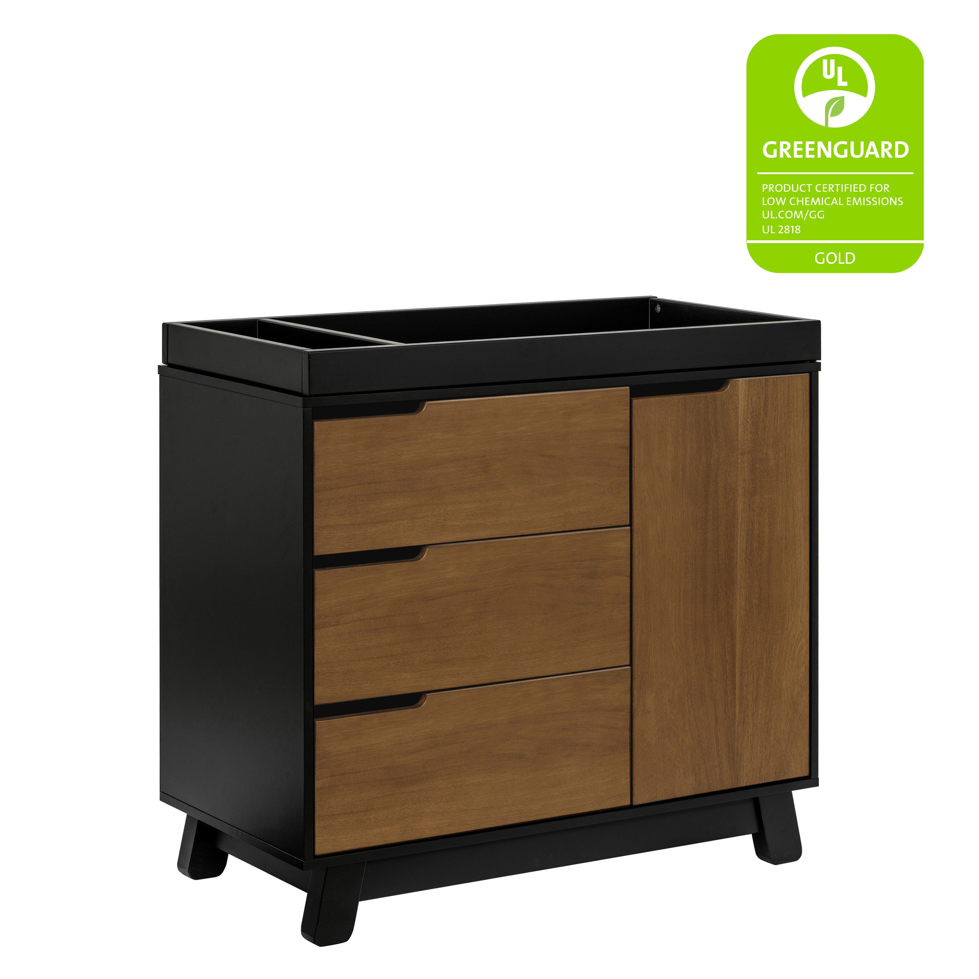 Buy black-natural-walnut Hudson 3-Drawer Changer Dresser with Removable Changing Tray