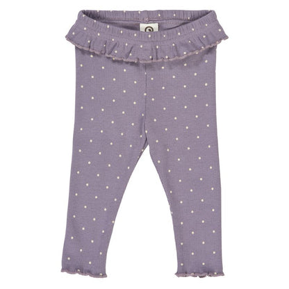 Dot Rib Frill Leggings - Lilac Fog - Twinkle Twinkle Little One
