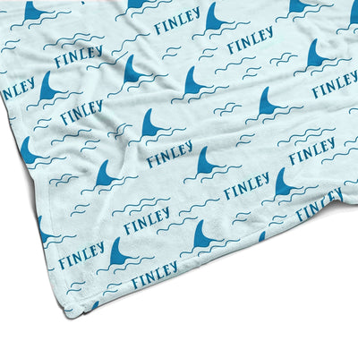 Sugar + Maple Plush Minky Fleece Personalized Blanket | Shark Fin - Twinkle Twinkle Little One