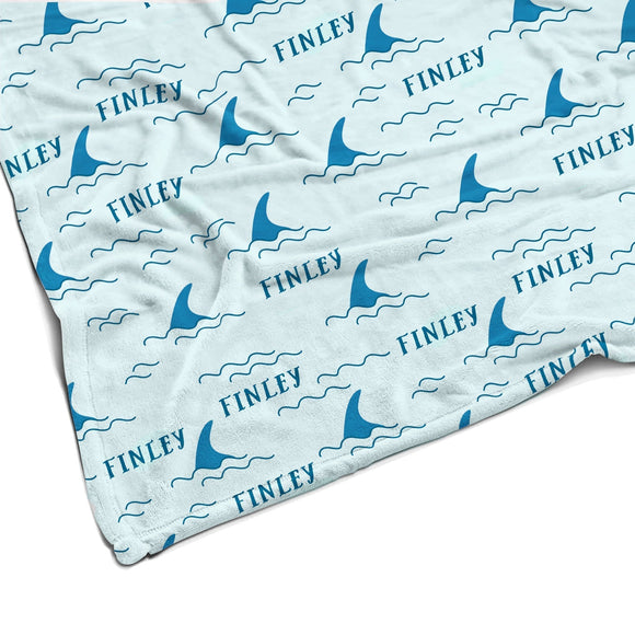 Sugar + Maple Plush Minky Fleece Personalized Blanket | Shark Fin - Twinkle Twinkle Little One