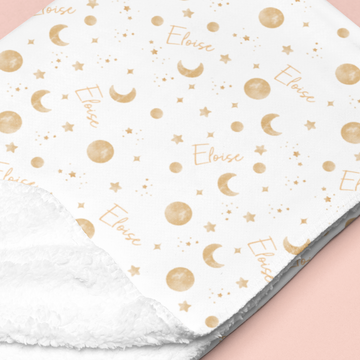 Sugar + Maple Sherpa-Lined Personalized Blanket | Among the Stars - Twinkle Twinkle Little One