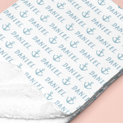 Sugar + Maple Sherpa-Lined Personalized Blanket | Anchors - Twinkle Twinkle Little One