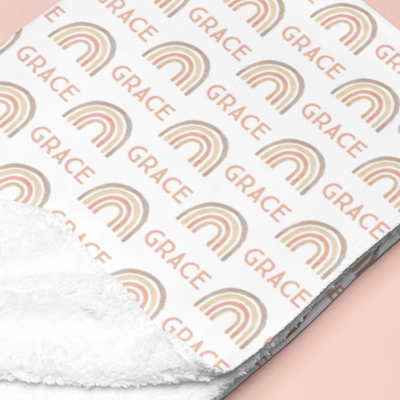 Sugar + Maple Sherpa-Lined Personalized Blanket | Rainbows - Twinkle Twinkle Little One