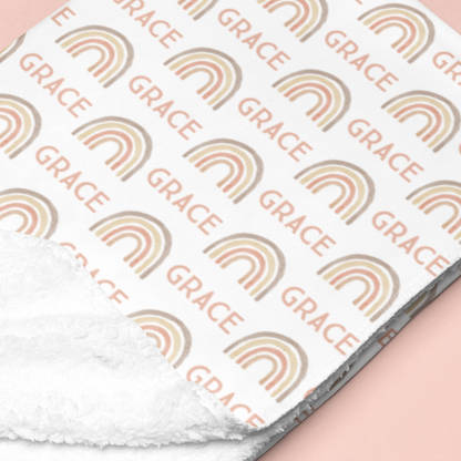Sugar + Maple Sherpa-Lined Personalized Blanket | Rainbows - Twinkle Twinkle Little One