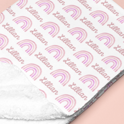 Sugar + Maple Sherpa-Lined Personalized Blanket | Rainbows - Twinkle Twinkle Little One