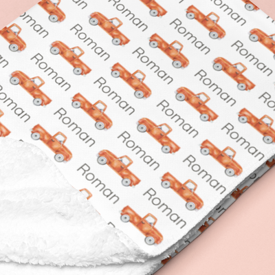 Sugar + Maple Sherpa-Lined Personalized Blanket | Trucks - Twinkle Twinkle Little One