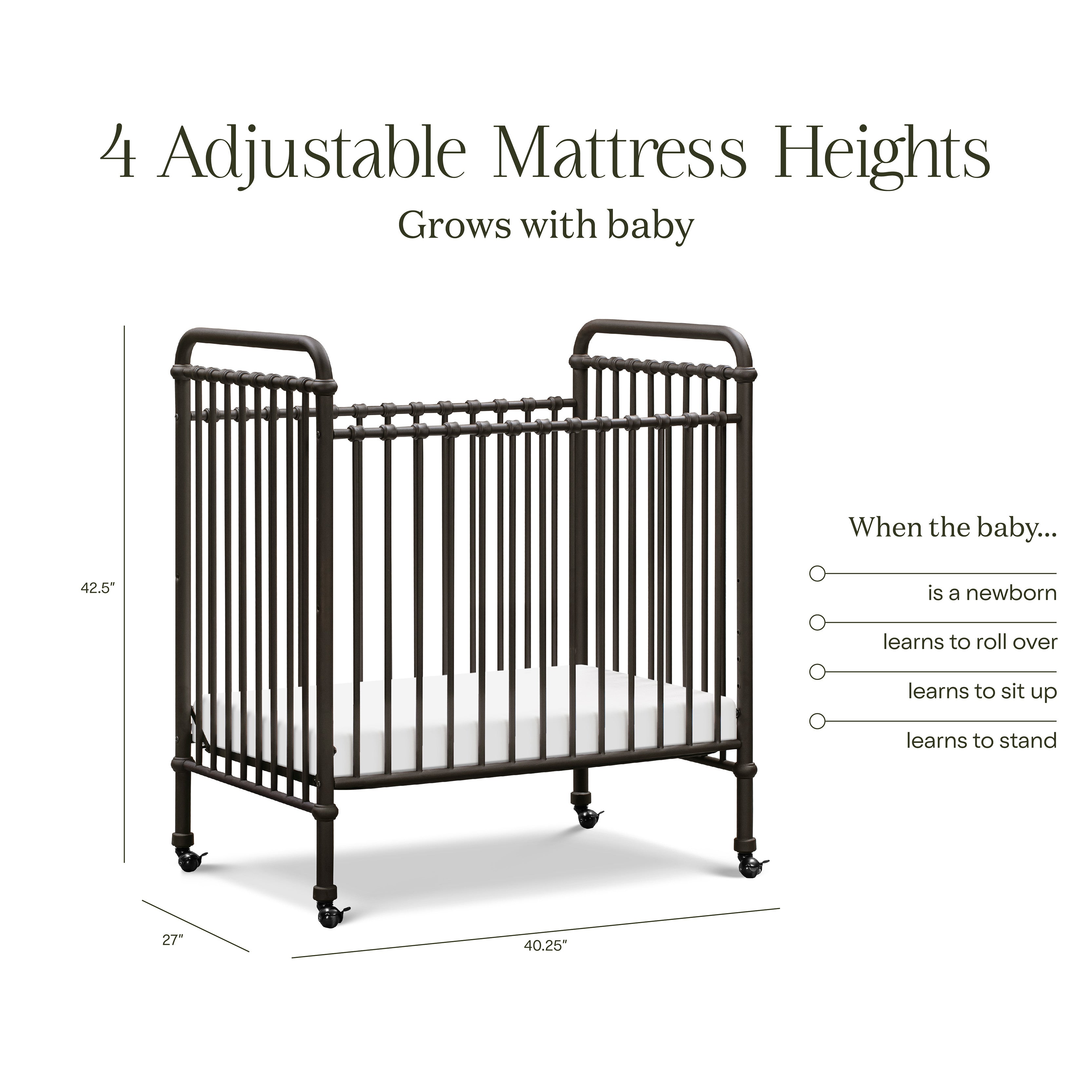 Namesake Abigail 3-in-1 Convertible Mini Crib