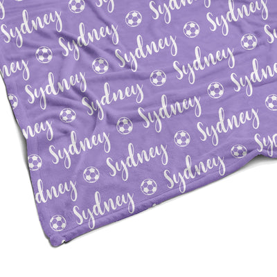 Sugar + Maple Plush Minky Fleece Personalized Blanket | Soccer Icon Repeating Name - Twinkle Twinkle Little One