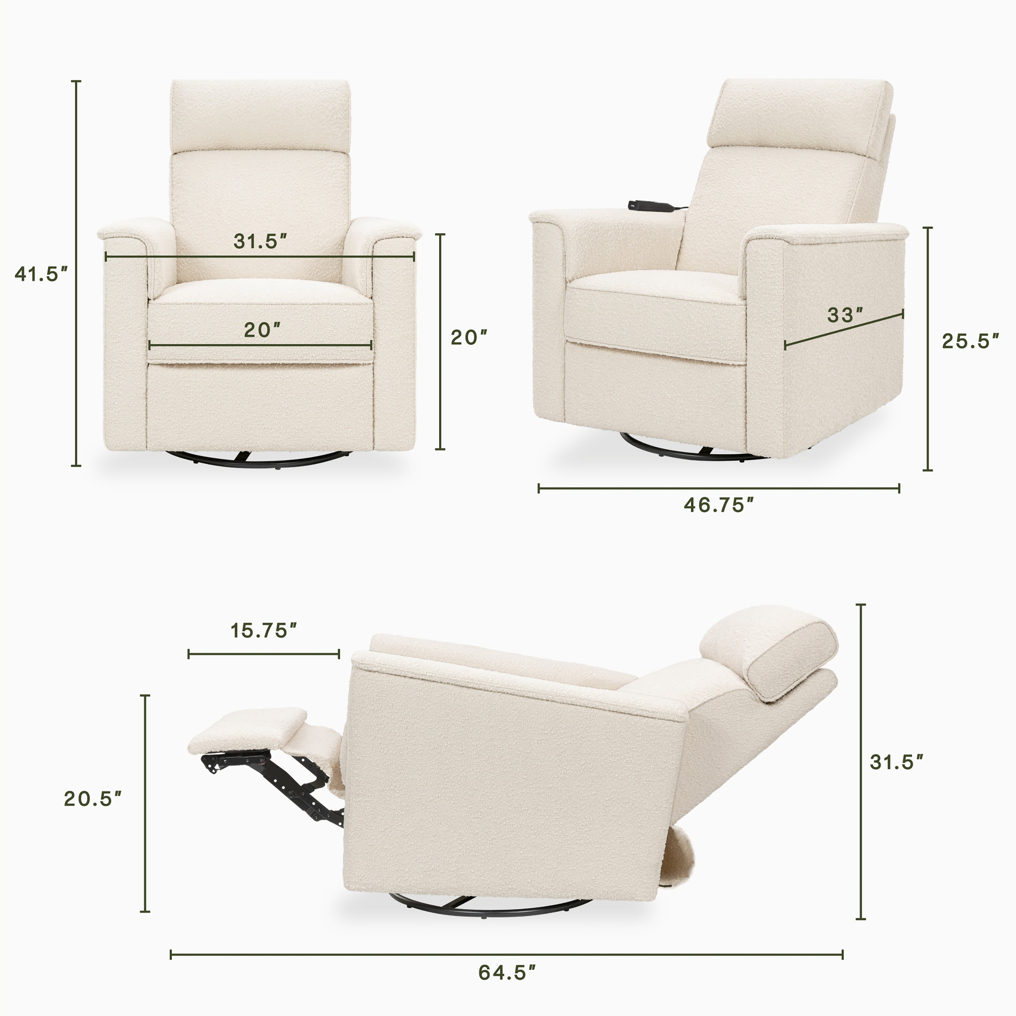 Namesake Willa Deluxe Power Recliner and Swivel Glider with Heat and Massage