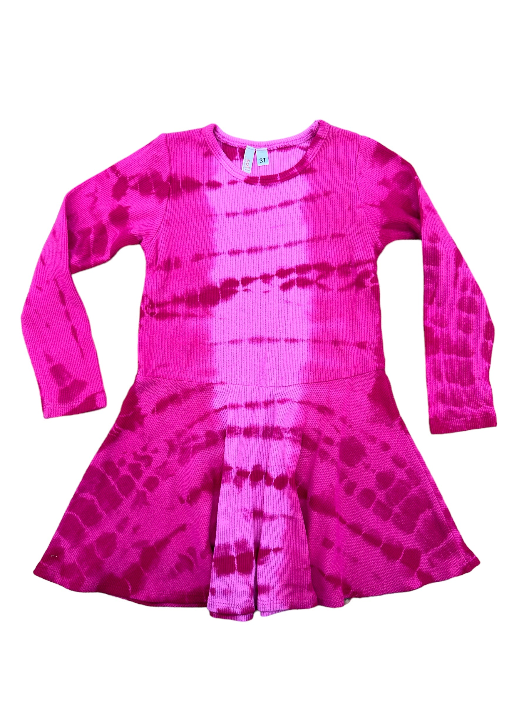 Tie Dye Long Sleeve Dress - Pink