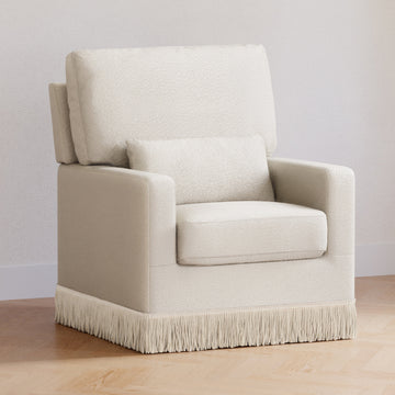 Buy ivory-boucle-with-ivory-tassel-fringe Namesake Crawford Pillowback Comfort Swivel Glider | Boucle with Tassel Fringe
