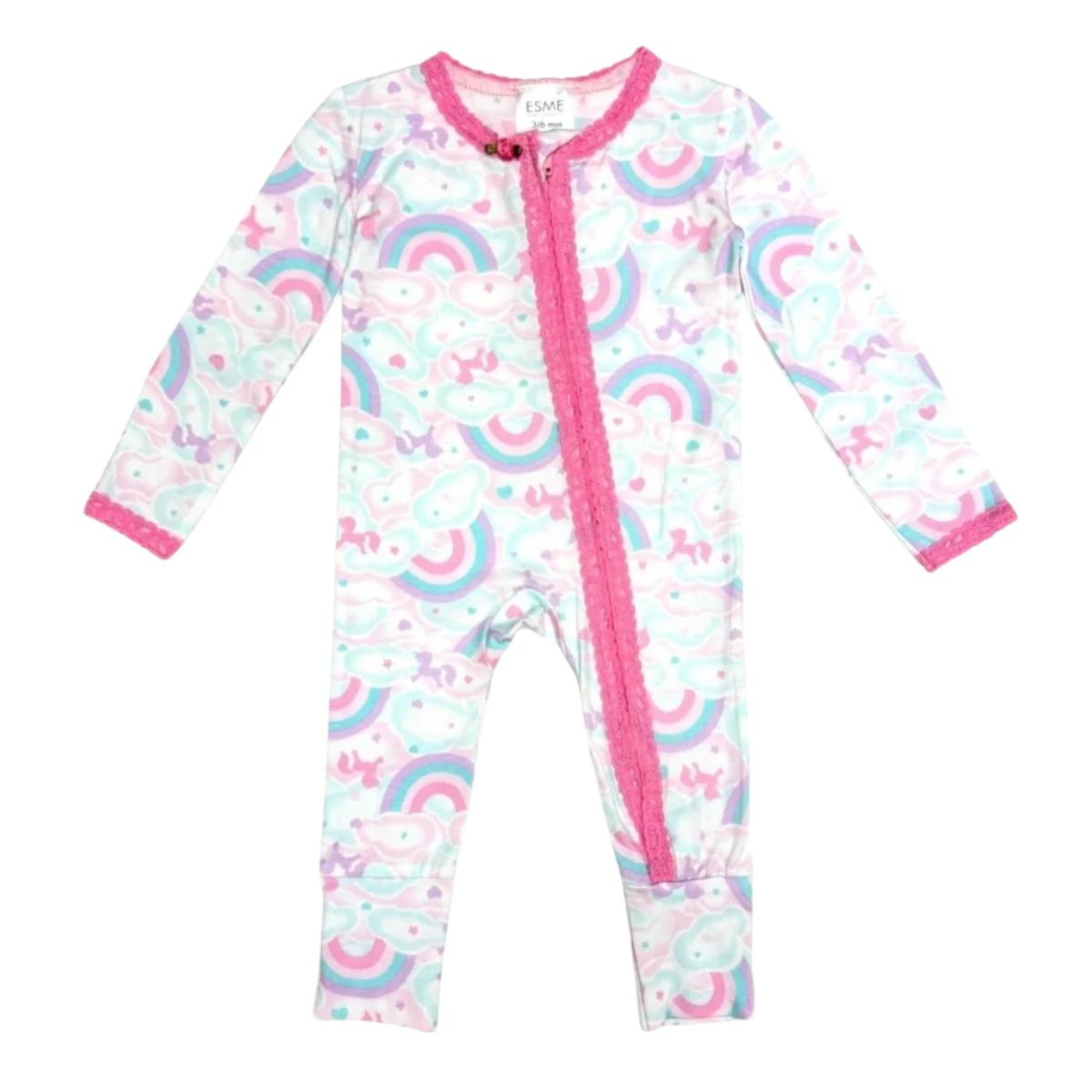 Unicorn Sky Lace Trim Flip-Footie