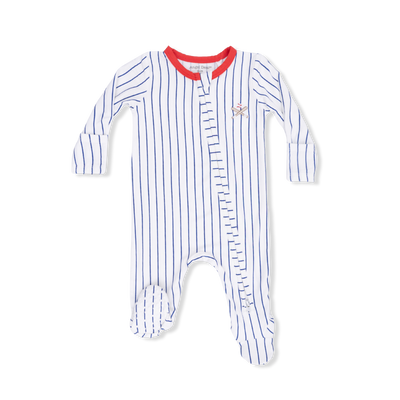 Baseball Stripe 2 Way Zipper Footie