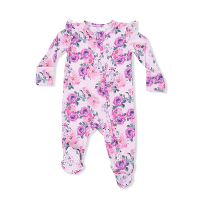 Rose Abundance 2 Way Ruffle Back Zipper Footie