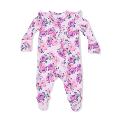Rose Abundance 2 Way Ruffle Back Zipper Footie