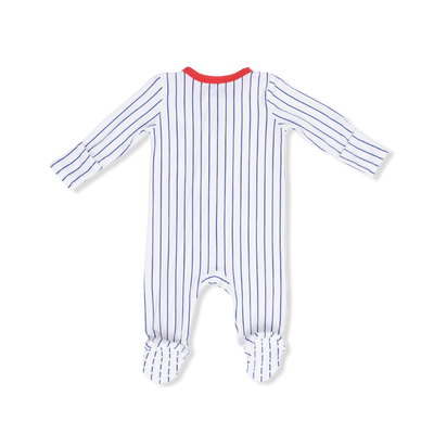 Baseball Stripe 2 Way Zipper Footie