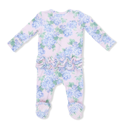 Hydrangeas 2 Way Ruffle Back Zipper Footie