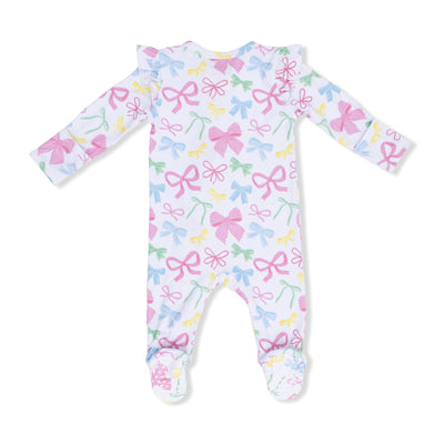 Sweet Bows 2 Way Ruffle Back Zipper Footie