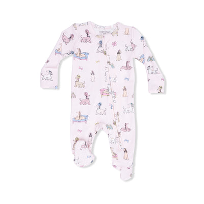 Fancy Hounds with Bows 2 Way Ruffle Back Zipper Footie