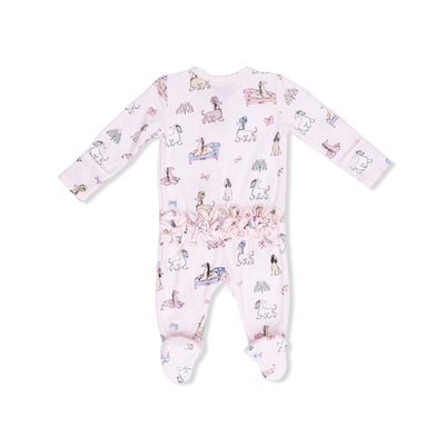 Fancy Hounds with Bows 2 Way Ruffle Back Zipper Footie