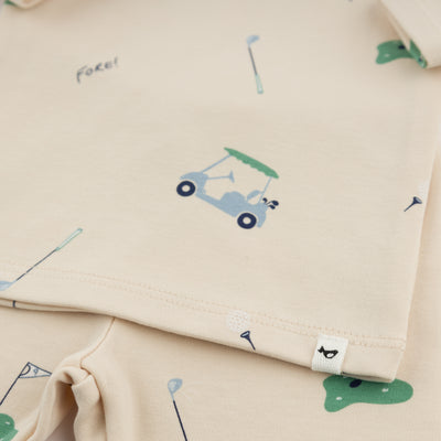 Two Piece Set - Golf Print - Natural