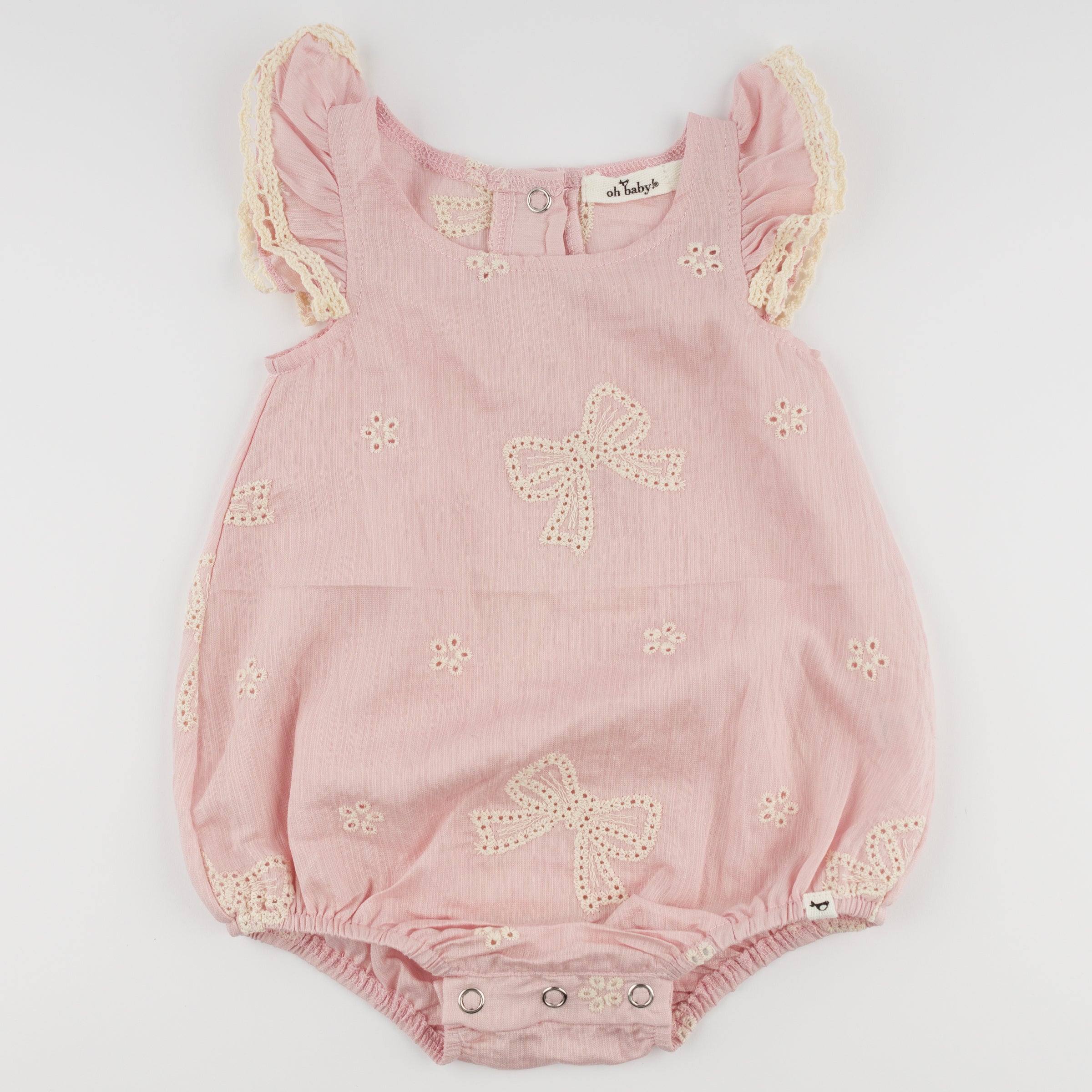 Embroidery Bows Flutter Bubble - Dusty Pink