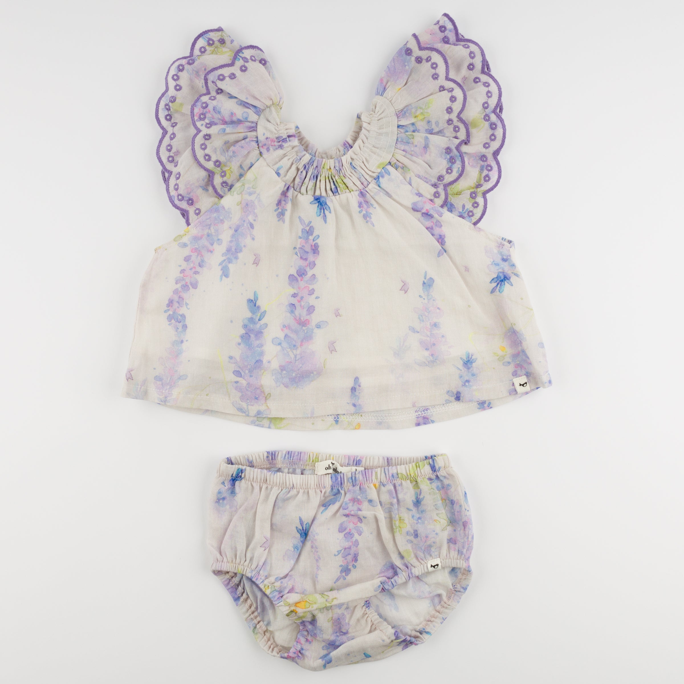 Watercolor Lilac Giselle Flutter Top & Bloomer Set