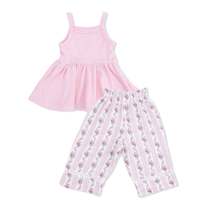 Peplum Tank And Smocked Waist Pants - Winding Roses Stripe