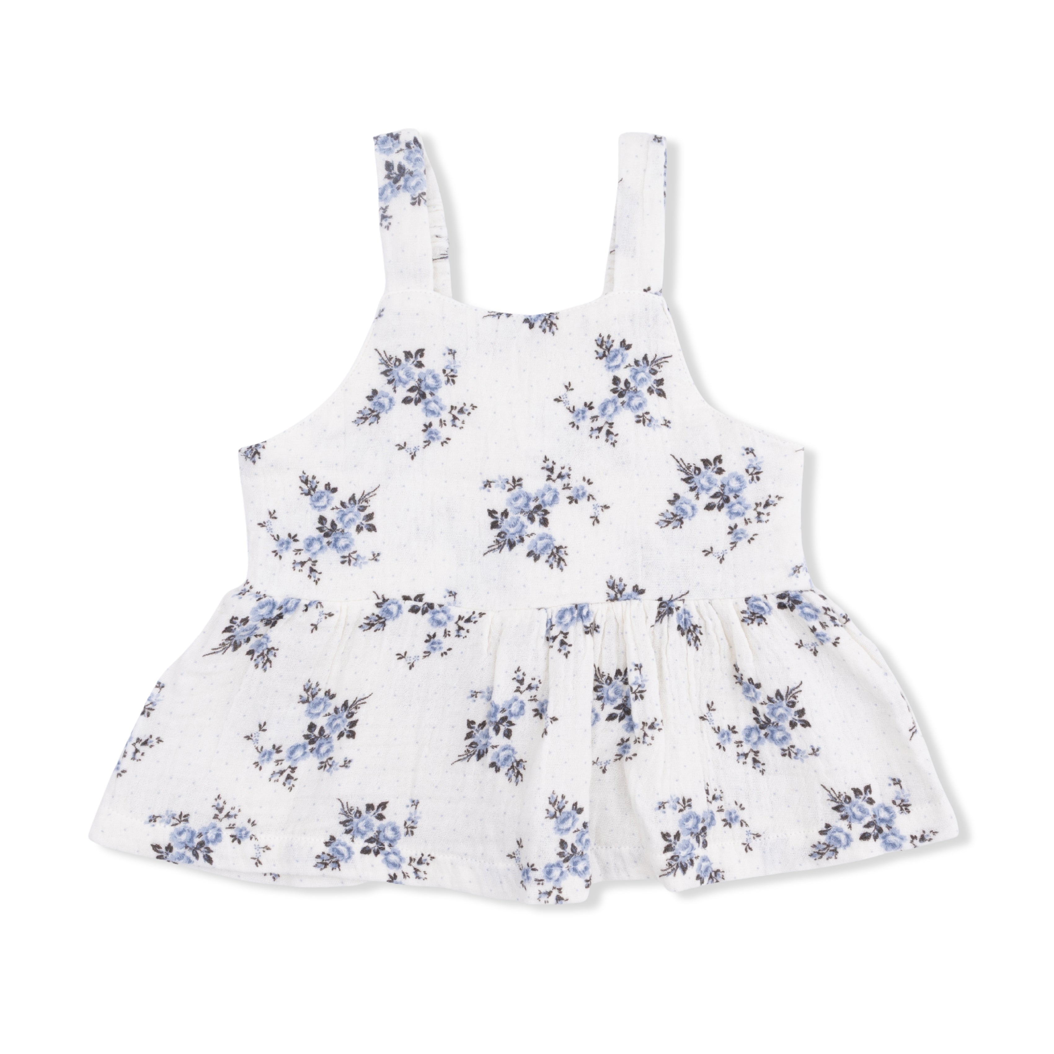 Peplum Tank With Smocked Waist Pant - Belle Rosette Dot