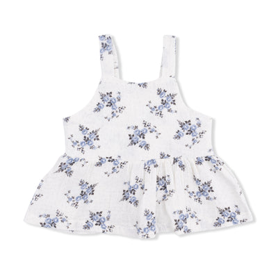 Peplum Tank With Smocked Waist Pant - Belle Rosette Dot